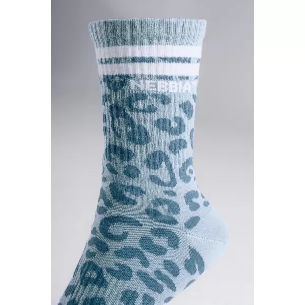  Crew ponožky s leopardím vzorem NEBBIA PRIMAL 106 BLUE LEOPARD 