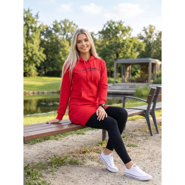  Dámská prodloužená mikina ALTISPORT ALW001419 ČERVENÁ 