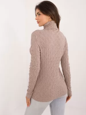 Dámský svetr WOOL FASHION ITALIA AT-SW-2334-2.61 DARK BEIGE