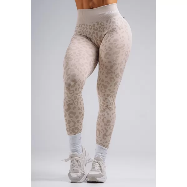  Kompresní push-up legíny s leopardím vzorem NEBBIA PRIMAL 849 CREAM LEOPARD 