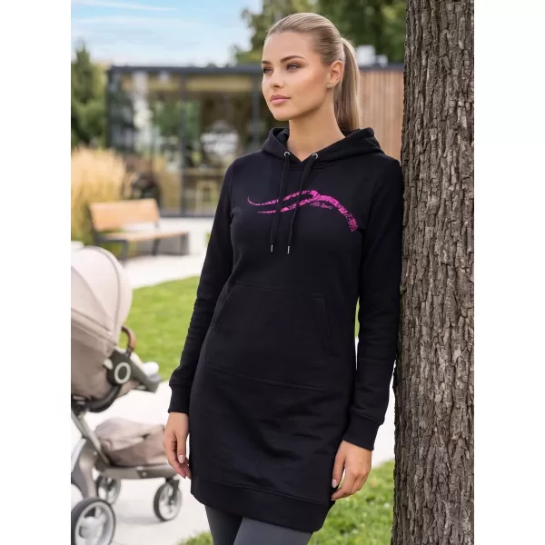  Dámská prodloužená mikina ALTISPORT ALW001419 ČERNORŮŽOVÁ 