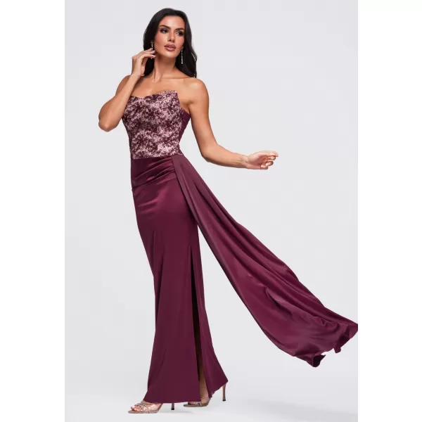  Dámské šaty LARICA LA-OM-DLR466 BURGUNDY 