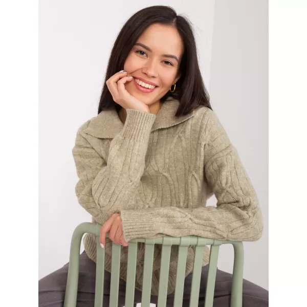  Dámský svetr WOOL FASHION ITALIA AT-SW-2349-2.27 KHAKI 