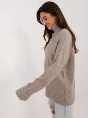 Dámský svetr WOOL FASHION ITALIA AT-SW-2342-1.35 DARK BEIGE
