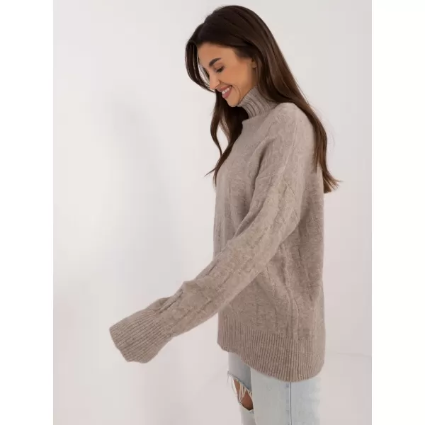  Dámský svetr WOOL FASHION ITALIA AT-SW-2342-1.35 DARK BEIGE 
