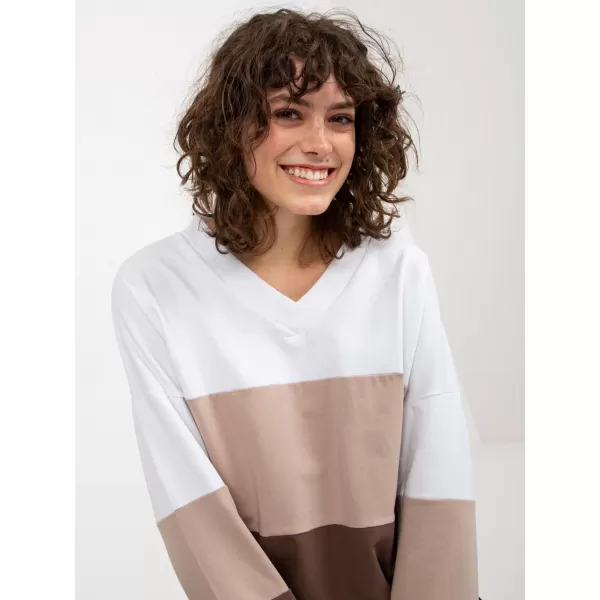  Dámská mikina RUE PARIS RV-BL-8328.65P WHITE-BROWN 