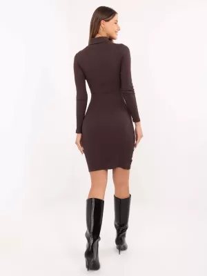 Dámské šaty RUE PARIS RV-SK-R5133.07P DARK BROWN