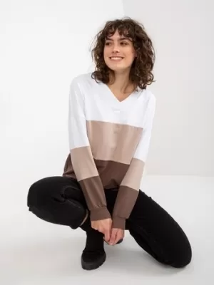 Dámská mikina RUE PARIS RV-BL-8328.65P WHITE-BROWN