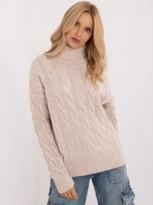 Dámský svetr WOOL FASHION ITALIA AT-SW-23445.00 LIGHT BEIGE