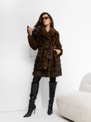 Dámský kabát FACTORY PRICE MBM-PL-25-32.98P BROWN