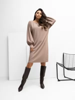 Dámské šaty RUE PARIS RV-SK-A1059.17 DARK BEIGE