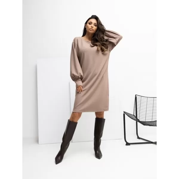  Dámské šaty RUE PARIS RV-SK-A1059.17 DARK BEIGE 