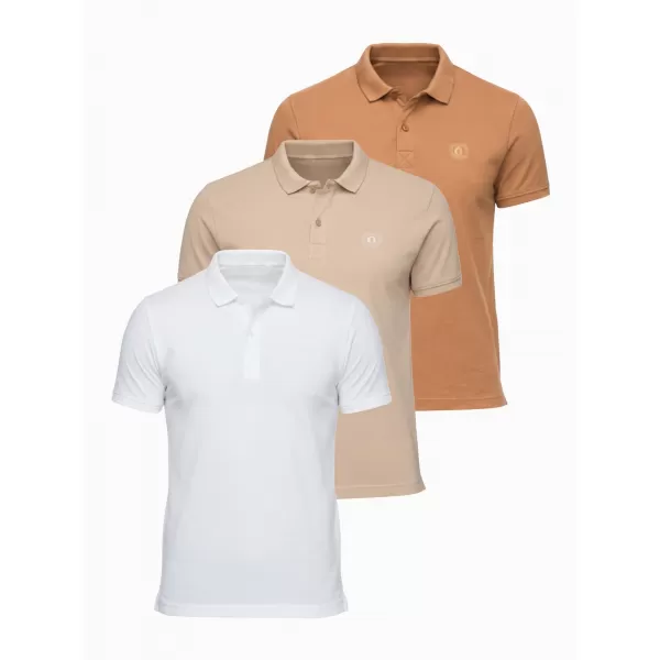  Pánské triko s límečkem OMBRE OM-POBS-0171 WHITE/WHITE/LIGHT BROWN 