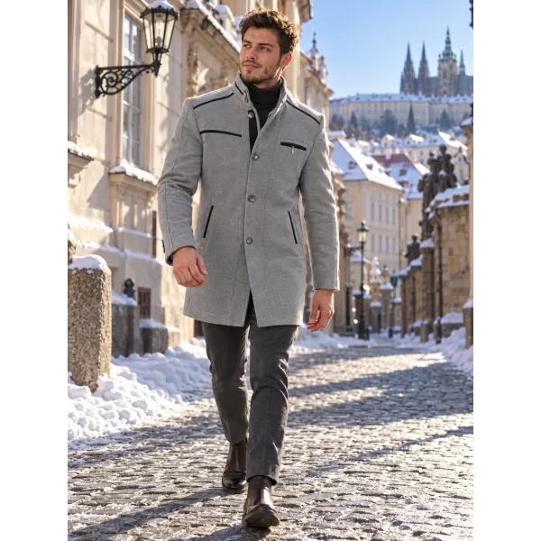  Pánský kabát s příměsí vlny DEWBERRY PLT8369 SVĚTLE ŠEDÁ 