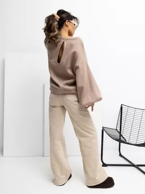 Dámská mikina RUE PARIS RV-BL-A1040.03 DARK BEIGE