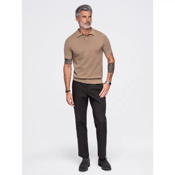  Pánské polo tričko OMBRE OM-POSS-0178 LIGHT BROWN 