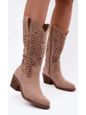 Dámské kozačky S.BARSKI HY62-8126 BEIGE
