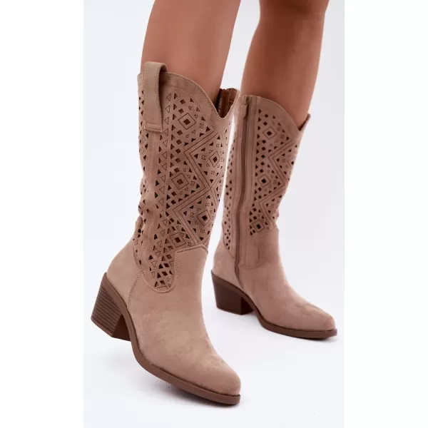  Dámské kozačky S.BARSKI HY62-8126 BEIGE 