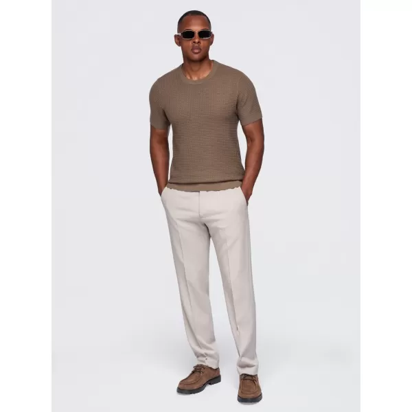 Pánské tričko OMBRE OM-TSCT-0303 LIGHT BROWN 