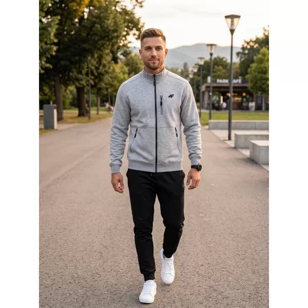  Pánská mikina 4F 4FWMM00TSWSM2547 COLD LIGHT GREY MELANGE 