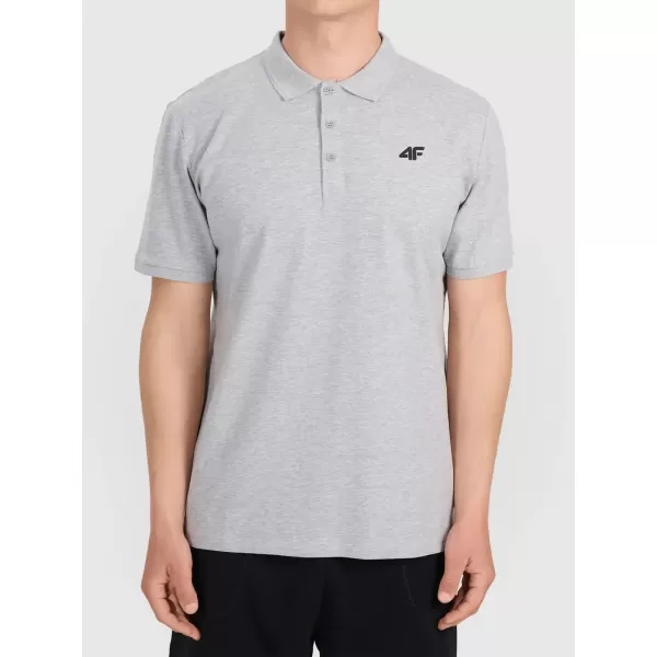  Pánské triko s límečkem 4F 4FWMM00TPTSM0770 DARK GREY MELANGE 