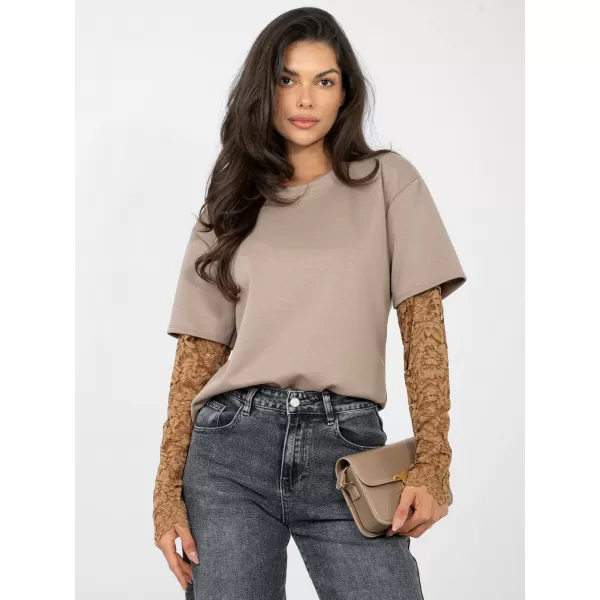  Dámská halenka FACTORY PRICE IT-BZ-22128.27 DARK BEIGE 
