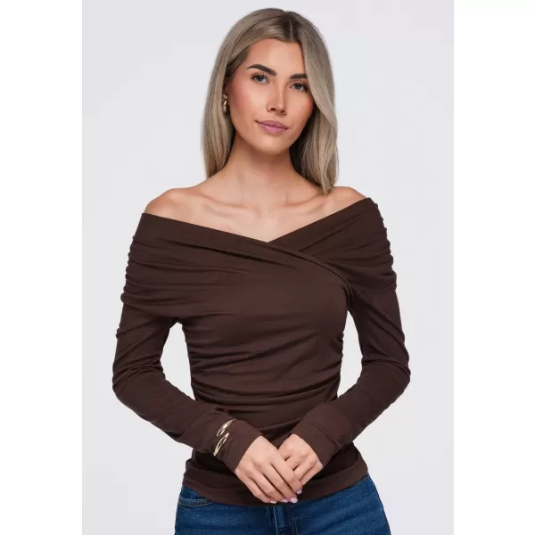  Dámská halenka OMBRE OW-TS-E0088 BROWN 