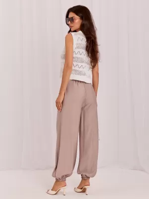 Dámské kalhoty RUE PARIS IT-SP-10368.34 DARK BEIGE