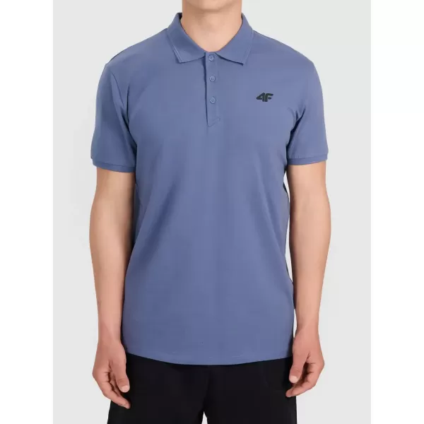  Pánské triko s límečkem 4F 4FWMM00TPTSM0770 DENIM 