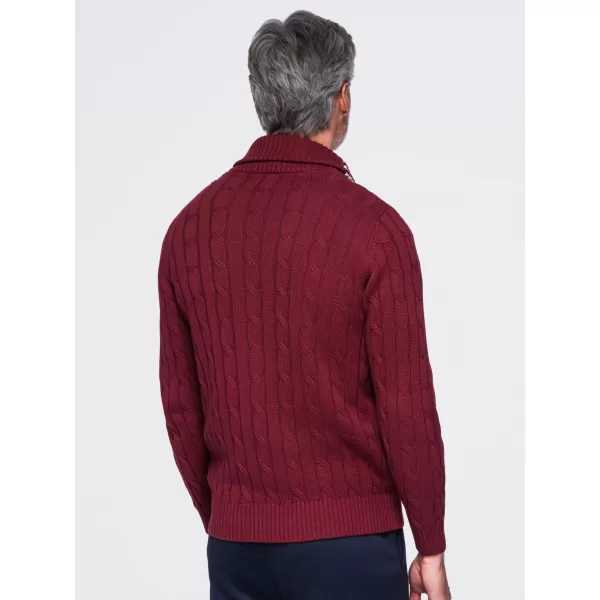  Pánský kardigan OMBRE OM-SWCD-0196 BURGUNDY 