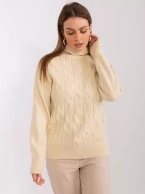 Dámský svetr WOOL FASHION ITALIA AT-SW-23401.97P LIGHT BEIGE
