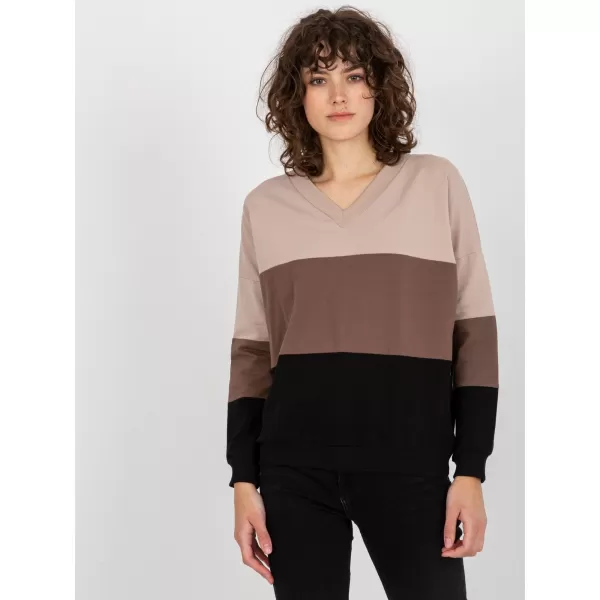  Dámská mikina RUE PARIS RV-BL-8328.34X BLACK AND BEIGE 