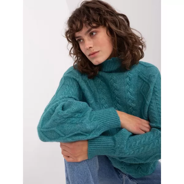 Dámský svetr WOOL FASHION ITALIA AT-SW-2355-2.12P TURQUOISE 