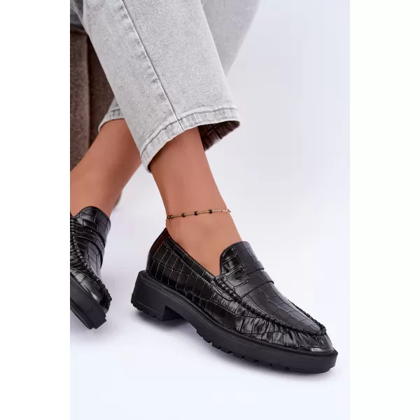  Dámské mokasíny BOTO D-243 BLACK EMBOSSED 