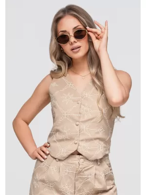 Dámský kabát OMBRE OW-VE-E0009 TAUPE
