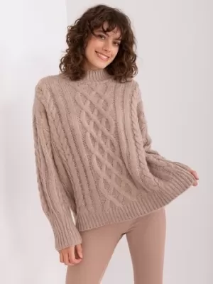 Dámský svetr WOOL FASHION ITALIA AT-SW-2363-2.30 DARK BEIGE