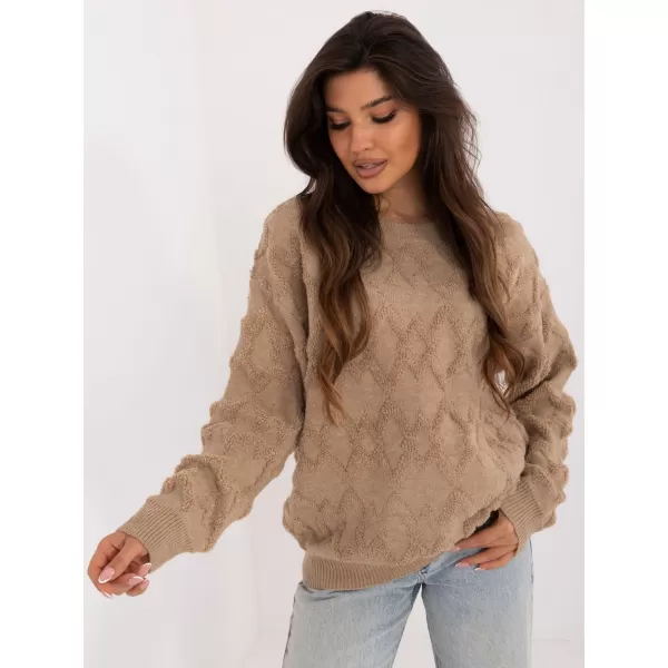  Dámský svetr WOOL FASHION ITALIA AT-SW-2361.61 DARK BEIGE 
