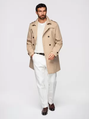 Pánský kabát OMBRE OM-COLC-0146 BEIGE