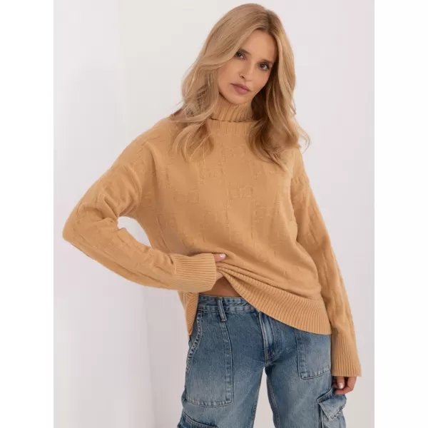  Dámský svetr WOOL FASHION ITALIA AT-SW-2342-1.35 LIGHT BROWN 