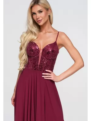 Dámské šaty LARICA LA-OM-DLR374 MAROON