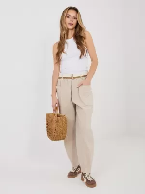 Dámské kalhoty RUE PARIS IT-SP-FL9665.14 LIGHT BEIGE