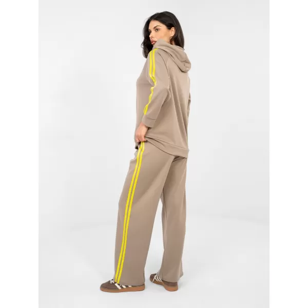  Dámská tepláková souprava RUE PARIS IT-KMPL-21782.91 DARK BEIGE 