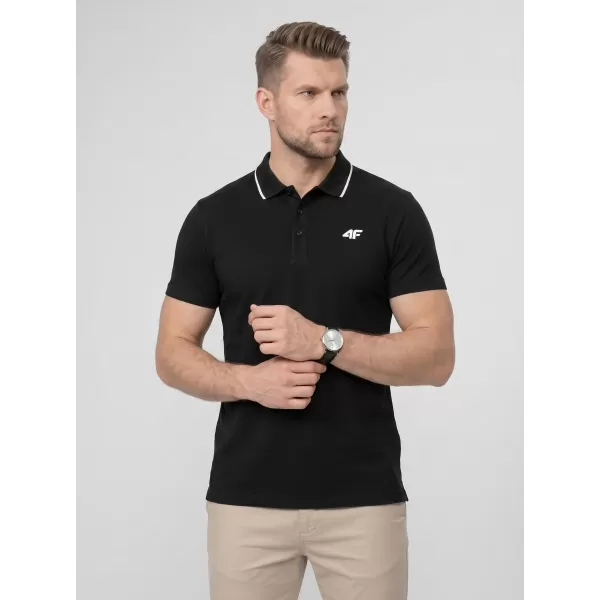  Pánské triko s límečkem 4F 4FWMM00TPTSM0773 DEEP BLACK 