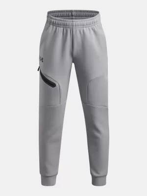 Chlapecké tepláky UNDER ARMOUR UA B UNSTOPPABLE FLC JOGGER 1386689-012 ŠEDÁ