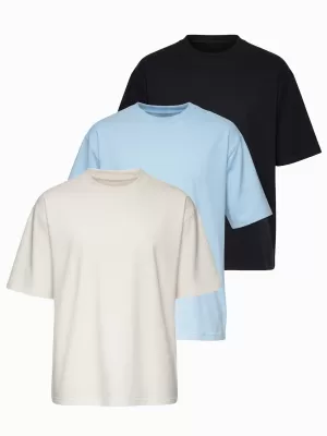 Pánské triko OMBRE OM-TSBC-0291 BLACK/LIGHT BLUE/OFF WHITE