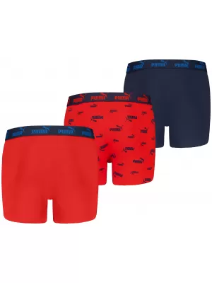 Dětské boxerky PUMA ELEMENTS BOYS LOGO PRINT BOXERS 3P 93896803 RED/NAVY