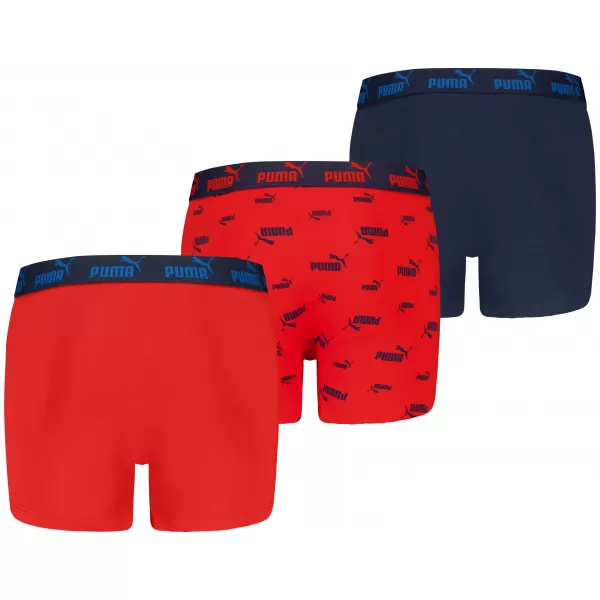  Dětské boxerky PUMA ELEMENTS BOYS LOGO PRINT BOXERS 3P 93896803 RED/NAVY 