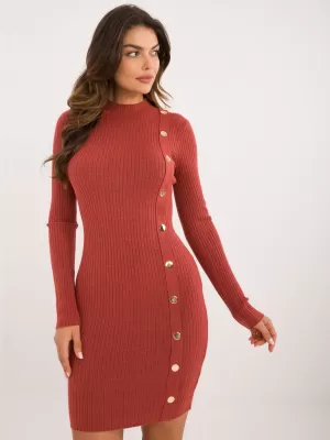 Dámské šaty WOOL FASHION ITALIA AT-SK-2345-2.32 DARK ORANGE