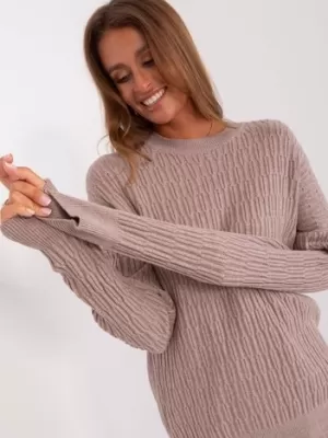 Dámský svetr WOOL FASHION ITALIA AT-SW-2338.14P DARK BEIGE