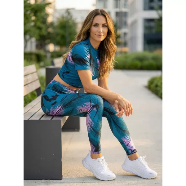  Dámské dlouhé legíny premium (nové velikosti) ALTISPORT VOJ/ALW001LEG05 PETROLEJOVÁ/SVĚTLE RŮŽOVÁ 